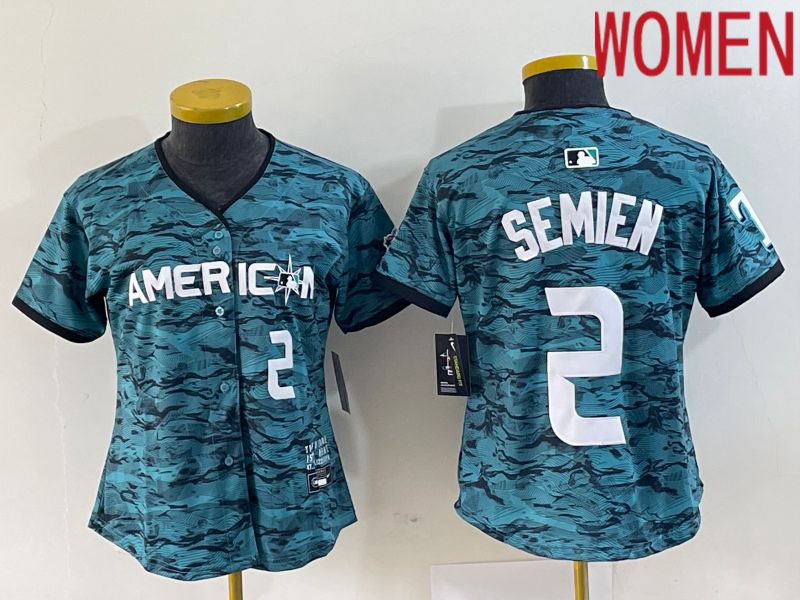 Women Texas Rangers #2 Semien American League Nike Green 2023 MLB All Star Jersey